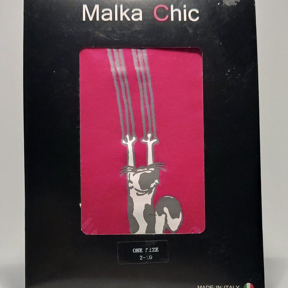 Tights Flocked Climbing Cats in Flo Red